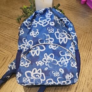 Blue Floral Backpack Denim Look NWOT